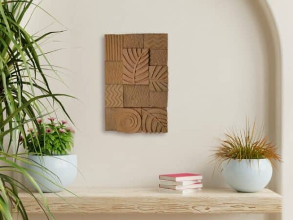 Ziegelcollage Tropics zur Wanddekoration mit den Maßen 26 cm x 41 cm